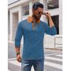 imageCOOFANDY Mens Long Sleeve Polo Shirts Casual Button Collared Shirts Raglan Golf T ShirtDenim Blue