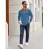 imageCOOFANDY Mens Long Sleeve Polo Shirts Casual Button Collared Shirts Raglan Golf T ShirtDenim Blue