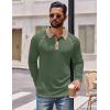 imageCOOFANDY Mens Long Sleeve Polo Shirts Casual Button Collared Shirts Raglan Golf T ShirtGreen