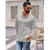 imageCOOFANDY Mens Long Sleeve Polo Shirts Casual Button Collared Shirts Raglan Golf T ShirtLight Grey