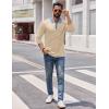 imageCOOFANDY Mens Long Sleeve Polo Shirts Casual Button Collared Shirts Raglan Golf T ShirtLight Khaki