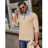 imageCOOFANDY Mens Long Sleeve Polo Shirts Casual Button Collared Shirts Raglan Golf T ShirtLight Khaki