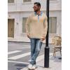 imageCOOFANDY Mens Long Sleeve Polo Shirts Casual Button Collared Shirts Raglan Golf T ShirtLight Khaki