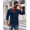 imageCOOFANDY Mens Long Sleeve Polo Shirts Casual Button Collared Shirts Raglan Golf T ShirtNavy Blue