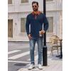 imageCOOFANDY Mens Long Sleeve Polo Shirts Casual Button Collared Shirts Raglan Golf T ShirtNavy Blue