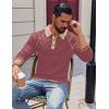imageCOOFANDY Mens Long Sleeve Polo Shirts Casual Button Collared Shirts Raglan Golf T ShirtRed