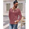 imageCOOFANDY Mens Long Sleeve Polo Shirts Casual Button Collared Shirts Raglan Golf T ShirtRed