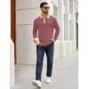imageCOOFANDY Mens Long Sleeve Polo Shirts Casual Button Collared Shirts Raglan Golf T ShirtRed