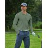 imageCOOFANDY Mens Long Sleeve Polo Shirts Moisture Wicking Golf Shirts Lightweight Athletic Collared ShirtArmy Green