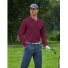 imageCOOFANDY Mens Long Sleeve Polo Shirts Moisture Wicking Golf Shirts Lightweight Athletic Collared ShirtWine Red
