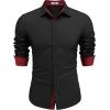 imageCOOFANDY Mens Long Sleeve Wrinkle Free Dress Shirts 2024 Inner Contrast Business Casual Button Down ShirtBlack