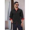 imageCOOFANDY Mens Long Sleeve Wrinkle Free Dress Shirts 2024 Inner Contrast Business Casual Button Down ShirtBlack