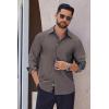 imageCOOFANDY Mens Long Sleeve Wrinkle Free Dress Shirts 2024 Inner Contrast Business Casual Button Down ShirtDark Grey