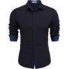 imageCOOFANDY Mens Long Sleeve Wrinkle Free Dress Shirts 2024 Inner Contrast Business Casual Button Down ShirtDeep Blue