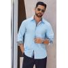 imageCOOFANDY Mens Long Sleeve Wrinkle Free Dress Shirts 2024 Inner Contrast Business Casual Button Down ShirtLight Blue