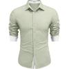 imageCOOFANDY Mens Long Sleeve Wrinkle Free Dress Shirts 2024 Inner Contrast Business Casual Button Down ShirtLight Green