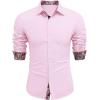 imageCOOFANDY Mens Long Sleeve Wrinkle Free Dress Shirts 2024 Inner Contrast Business Casual Button Down ShirtPink