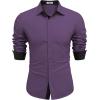 imageCOOFANDY Mens Long Sleeve Wrinkle Free Dress Shirts 2024 Inner Contrast Business Casual Button Down ShirtPurple