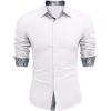 imageCOOFANDY Mens Long Sleeve Wrinkle Free Dress Shirts 2024 Inner Contrast Business Casual Button Down ShirtWhite