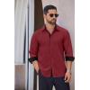 imageCOOFANDY Mens Long Sleeve Wrinkle Free Dress Shirts 2024 Inner Contrast Business Casual Button Down ShirtWine Red