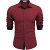 imageCOOFANDY Mens Long Sleeve Wrinkle Free Dress Shirts 2024 Inner Contrast Business Casual Button Down ShirtWine Red