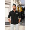 imageCOOFANDY Mens Polo Shirt Long Sleeve Casual Button Polo Tee Plaid Collared Golg Shirt with PocketAblack