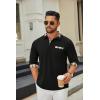 imageCOOFANDY Mens Polo Shirt Long Sleeve Casual Button Polo Tee Plaid Collared Golg Shirt with PocketAblack