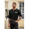 imageCOOFANDY Mens Polo Shirt Long Sleeve Casual Button Polo Tee Plaid Collared Golg Shirt with PocketAblack