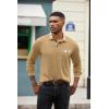 imageCOOFANDY Mens Polo Shirt Long Sleeve Casual Button Polo Tee Plaid Collared Golg Shirt with PocketCamel