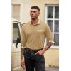 imageCOOFANDY Mens Polo Shirt Long Sleeve Casual Button Polo Tee Plaid Collared Golg Shirt with PocketCamel
