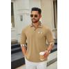 imageCOOFANDY Mens Polo Shirt Long Sleeve Casual Button Polo Tee Plaid Collared Golg Shirt with PocketCamel
