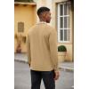 imageCOOFANDY Mens Polo Shirt Long Sleeve Casual Button Polo Tee Plaid Collared Golg Shirt with PocketCamel