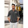 imageCOOFANDY Mens Polo Shirt Long Sleeve Casual Button Polo Tee Plaid Collared Golg Shirt with PocketCharcoal Grey