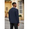 imageCOOFANDY Mens Polo Shirt Long Sleeve Casual Button Polo Tee Plaid Collared Golg Shirt with PocketDark Blue