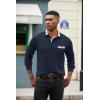 imageCOOFANDY Mens Polo Shirt Long Sleeve Casual Button Polo Tee Plaid Collared Golg Shirt with PocketDark Blue