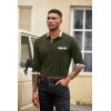 imageCOOFANDY Mens Polo Shirt Long Sleeve Casual Button Polo Tee Plaid Collared Golg Shirt with PocketDeep Army Green