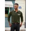 imageCOOFANDY Mens Polo Shirt Long Sleeve Casual Button Polo Tee Plaid Collared Golg Shirt with PocketDeep Army Green