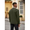 imageCOOFANDY Mens Polo Shirt Long Sleeve Casual Button Polo Tee Plaid Collared Golg Shirt with PocketDeep Army Green