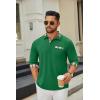 imageCOOFANDY Mens Polo Shirt Long Sleeve Casual Button Polo Tee Plaid Collared Golg Shirt with PocketGreen