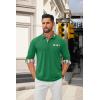 imageCOOFANDY Mens Polo Shirt Long Sleeve Casual Button Polo Tee Plaid Collared Golg Shirt with PocketGreen