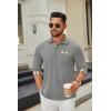 imageCOOFANDY Mens Polo Shirt Long Sleeve Casual Button Polo Tee Plaid Collared Golg Shirt with PocketGrey