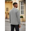 imageCOOFANDY Mens Polo Shirt Long Sleeve Casual Button Polo Tee Plaid Collared Golg Shirt with PocketGrey