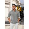 imageCOOFANDY Mens Polo Shirt Long Sleeve Casual Button Polo Tee Plaid Collared Golg Shirt with PocketGrey