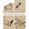 imageCOOFANDY Mens Polo Shirt Long Sleeve Casual Button Polo Tee Plaid Collared Golg Shirt with PocketKhaki