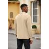 imageCOOFANDY Mens Polo Shirt Long Sleeve Casual Button Polo Tee Plaid Collared Golg Shirt with PocketKhaki