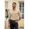 imageCOOFANDY Mens Polo Shirt Long Sleeve Casual Button Polo Tee Plaid Collared Golg Shirt with PocketKhaki