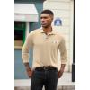 imageCOOFANDY Mens Polo Shirt Long Sleeve Casual Button Polo Tee Plaid Collared Golg Shirt with PocketKhaki