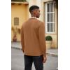 imageCOOFANDY Mens Polo Shirt Long Sleeve Casual Button Polo Tee Plaid Collared Golg Shirt with PocketLight Brown