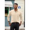 imageCOOFANDY Mens Polo Shirt Long Sleeve Casual Button Polo Tee Plaid Collared Golg Shirt with PocketLight Khaki