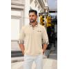 imageCOOFANDY Mens Polo Shirt Long Sleeve Casual Button Polo Tee Plaid Collared Golg Shirt with PocketLight Khaki